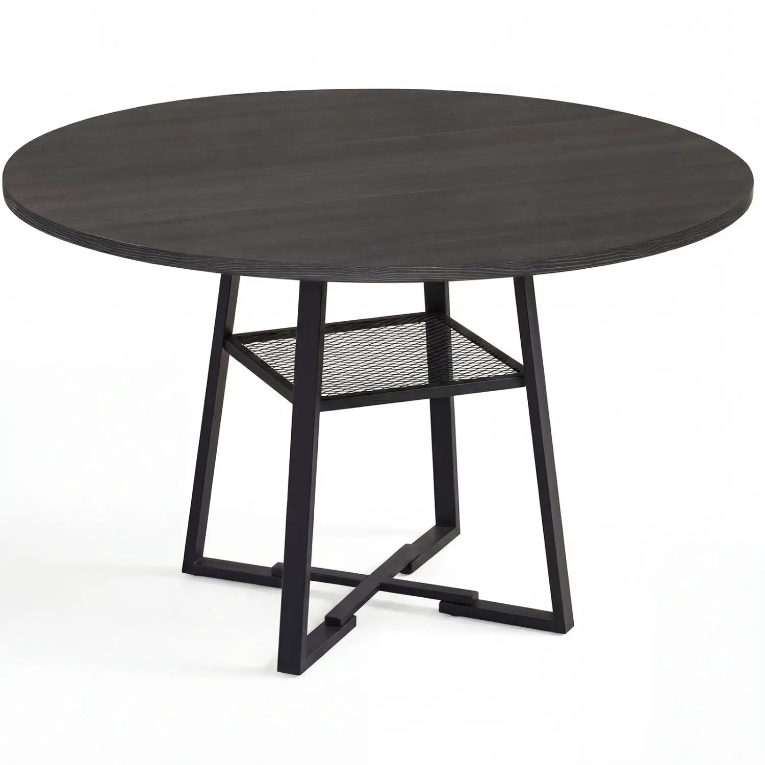 Round Dining Table for 4-6 with Storage Shelf and Metal Legs by DirectDeals