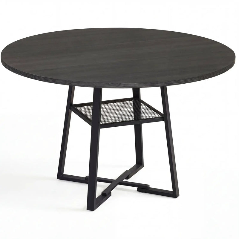 Round Dining Table for 4-6 with Storage Shelf and Metal Legs by DirectDeals
