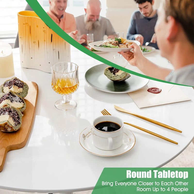 32 Inch Modern Tulip Round Dining Table with MDF Top-White by DirectDeals