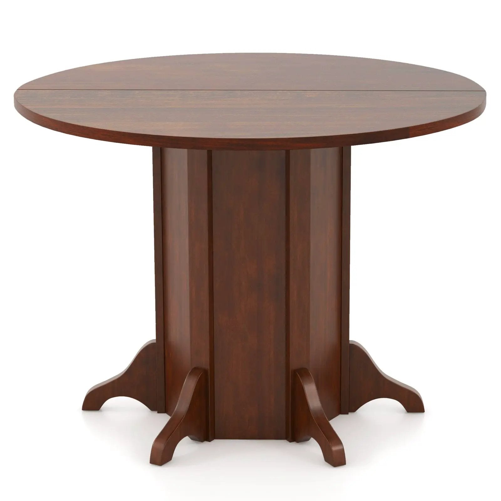Round Dining Table with Pedestal Base for 4-6 People-Walnut by DirectDeals