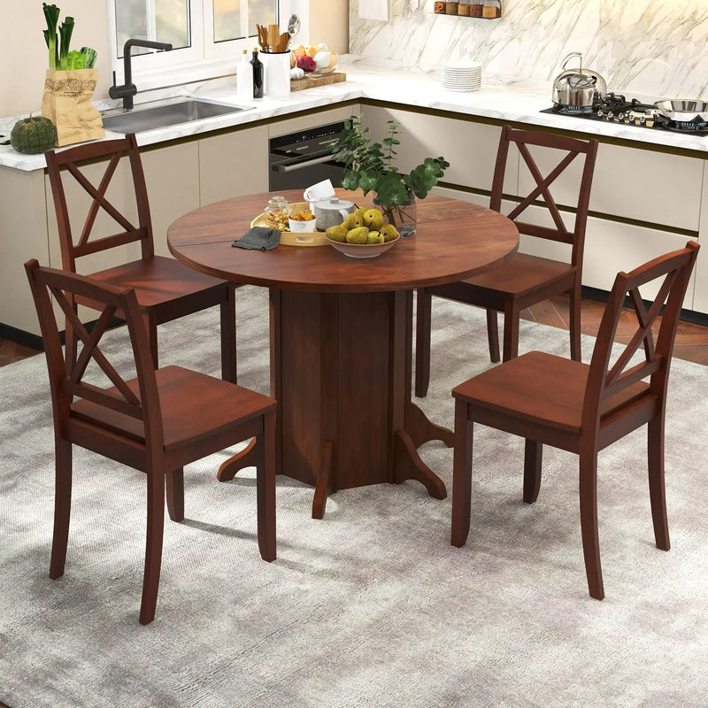 Round Dining Table with Pedestal Base for 4-6 People-Walnut by DirectDeals