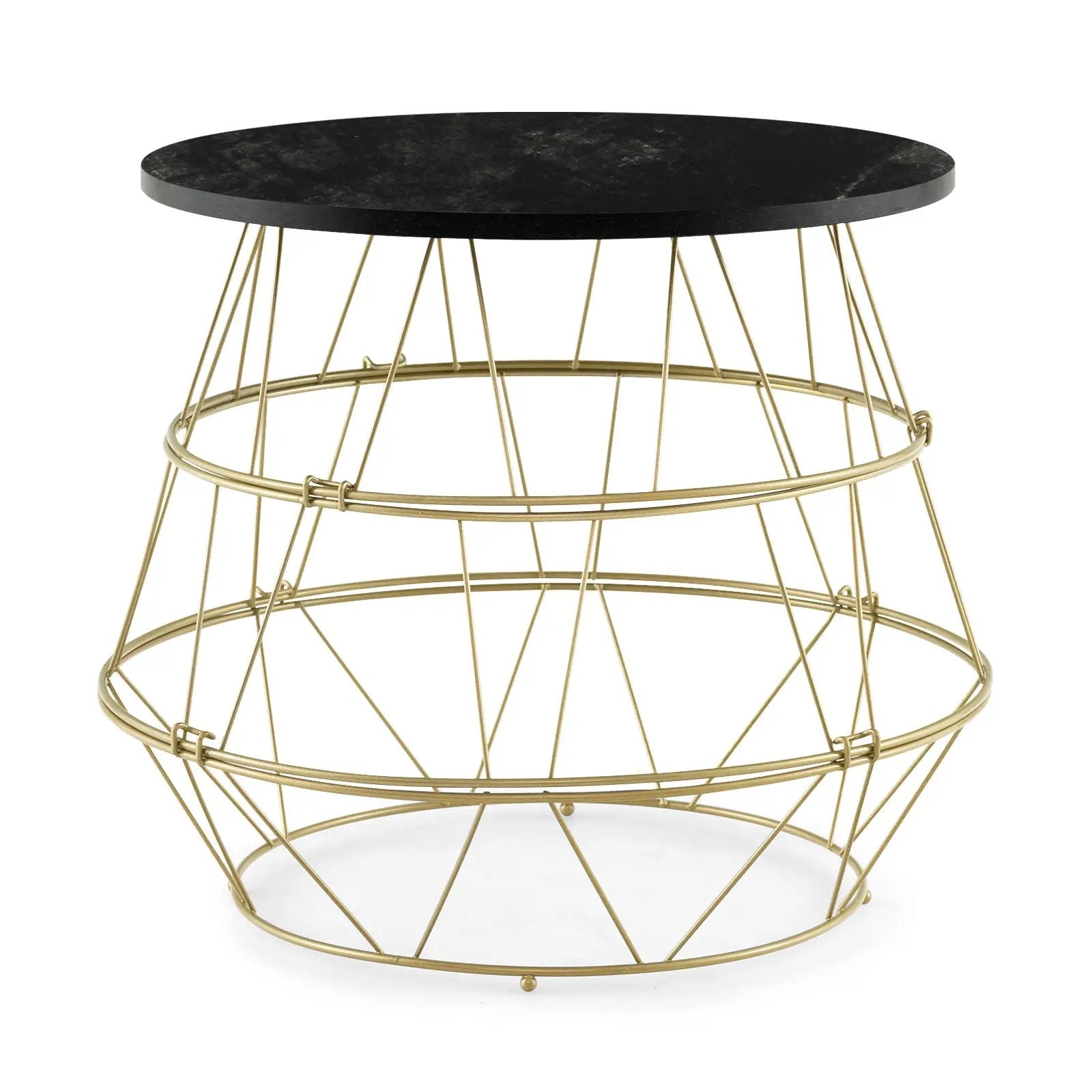 Round Metal Frame End Table with Removable Top-Golden by DirectDeals