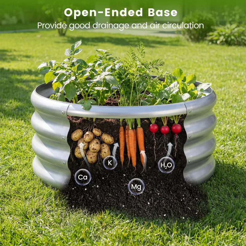 Round Galvanized Raised Garden Bed with Open-Ended Base by DirectDeals