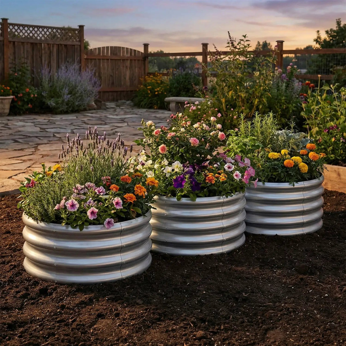 Round Galvanized Raised Garden Bed with Open-Ended Base, photo 6 of 16