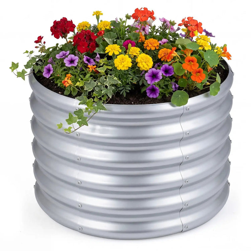 Round Galvanized Raised Garden Bed with Open-Ended Base by DirectDeals