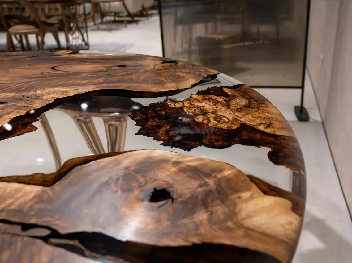 Luxury Round Walnut Dining Table with Rose Gold Aluminum Legs, photo 5 of 5