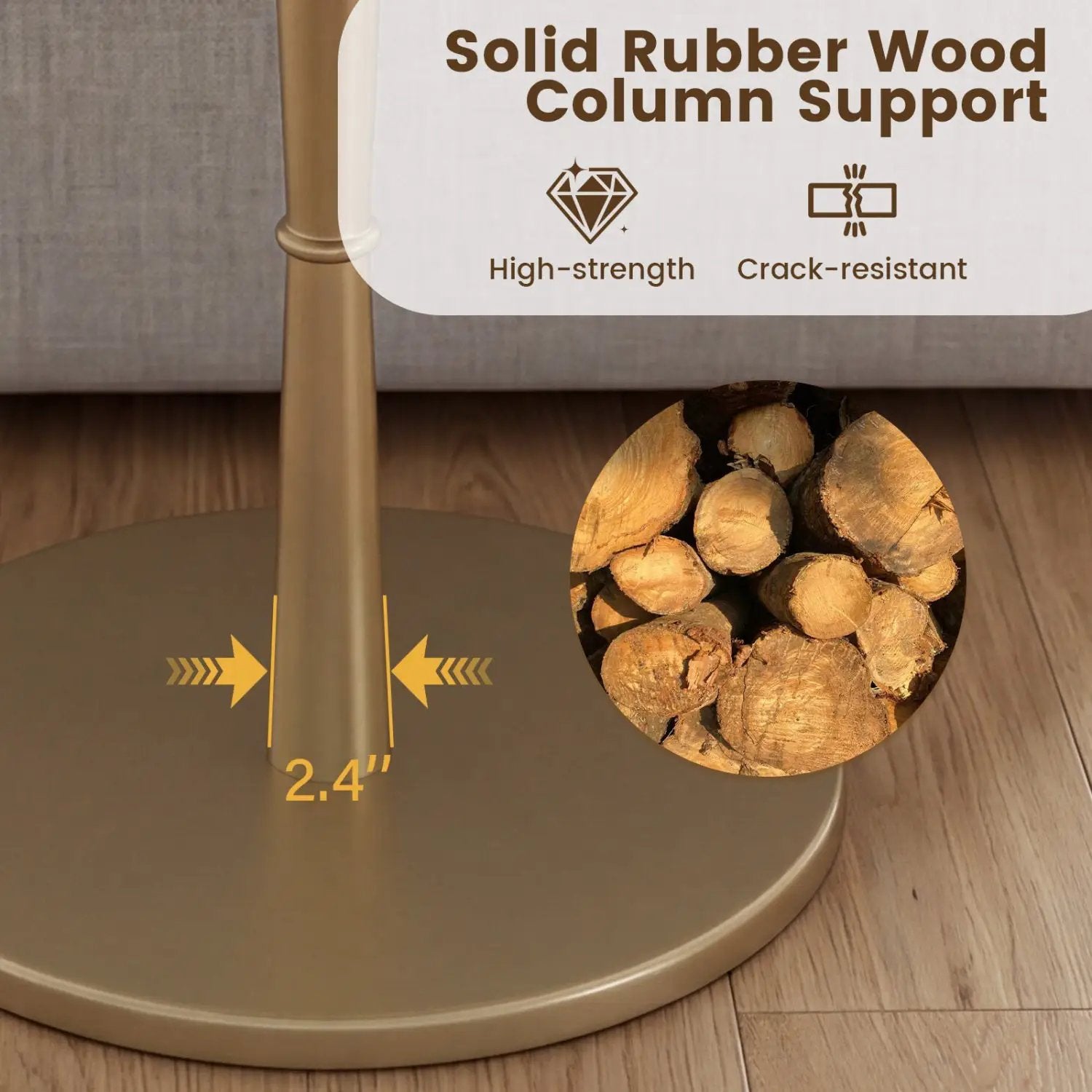 Round Marble Side Table with Stone Finish and Wooden Base for Small Spaces by DirectDeals