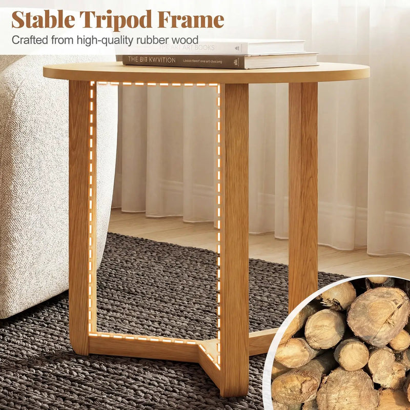 Round Nesting Coffee Table Set of 2 Wood Nesting End Tables with Thickened Top by DirectDeals