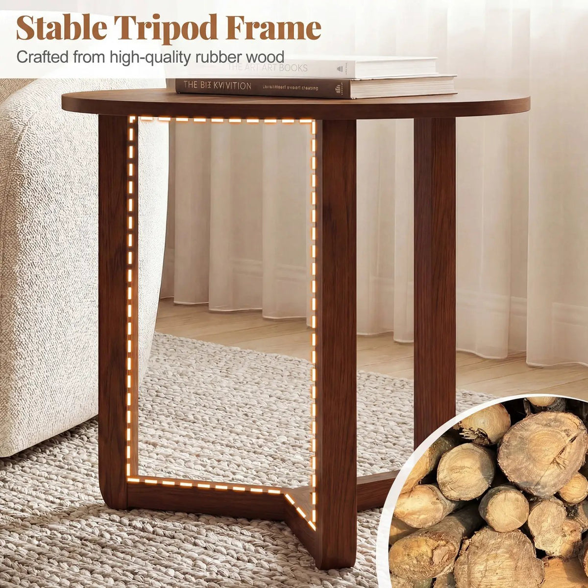 Round Nesting Coffee Table Set of 2 Wood Nesting End Tables with Thickened Top, photo 8 of 16