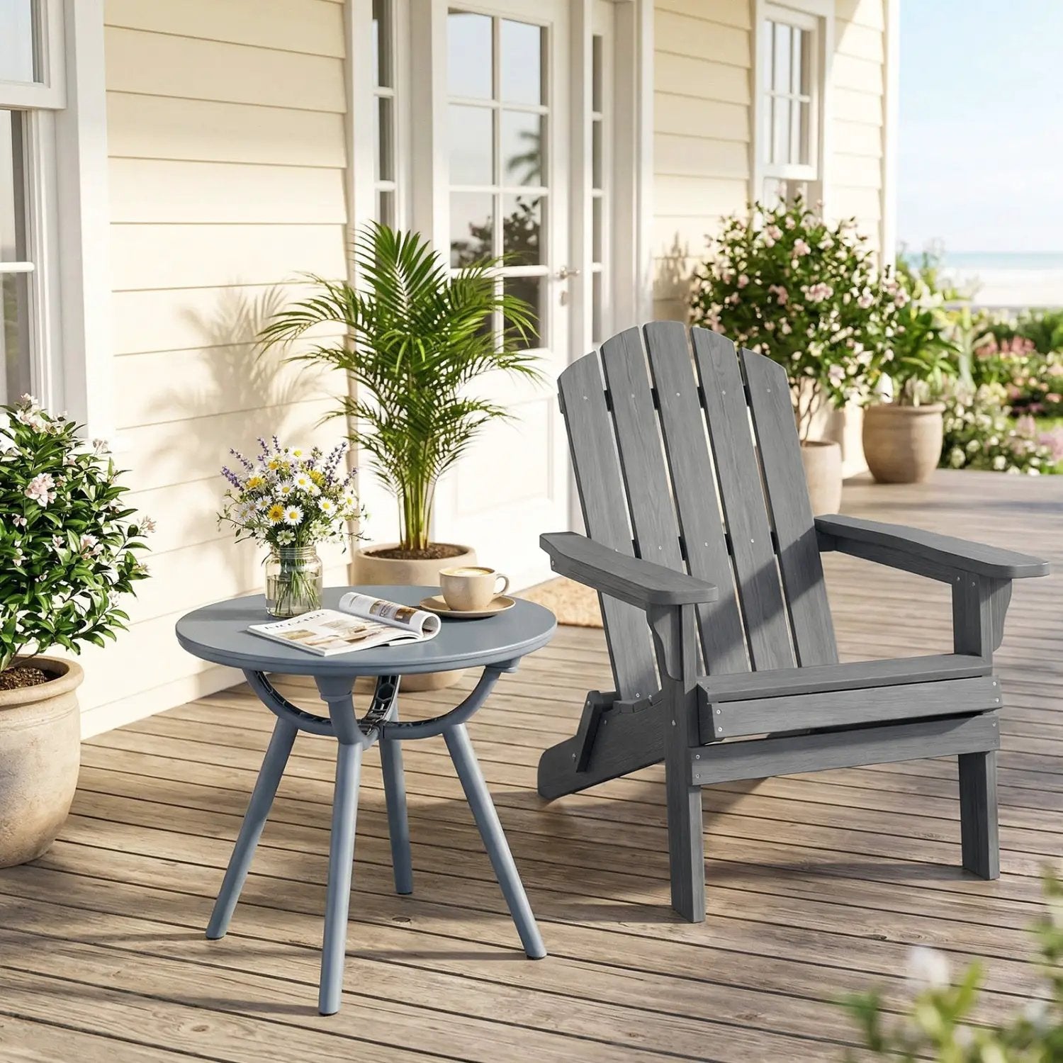Round Patio Storage Side Table for Poolside and Balcony by DirectDeals