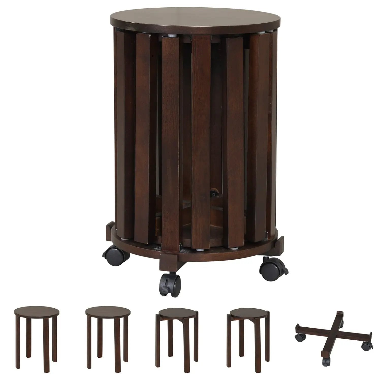 Round Portable Wood Nesting Stools with Locking Casters by DirectDeals