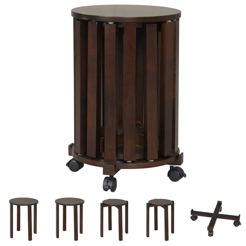 Round Portable Wood Nesting Stools with Locking Casters by DirectDeals