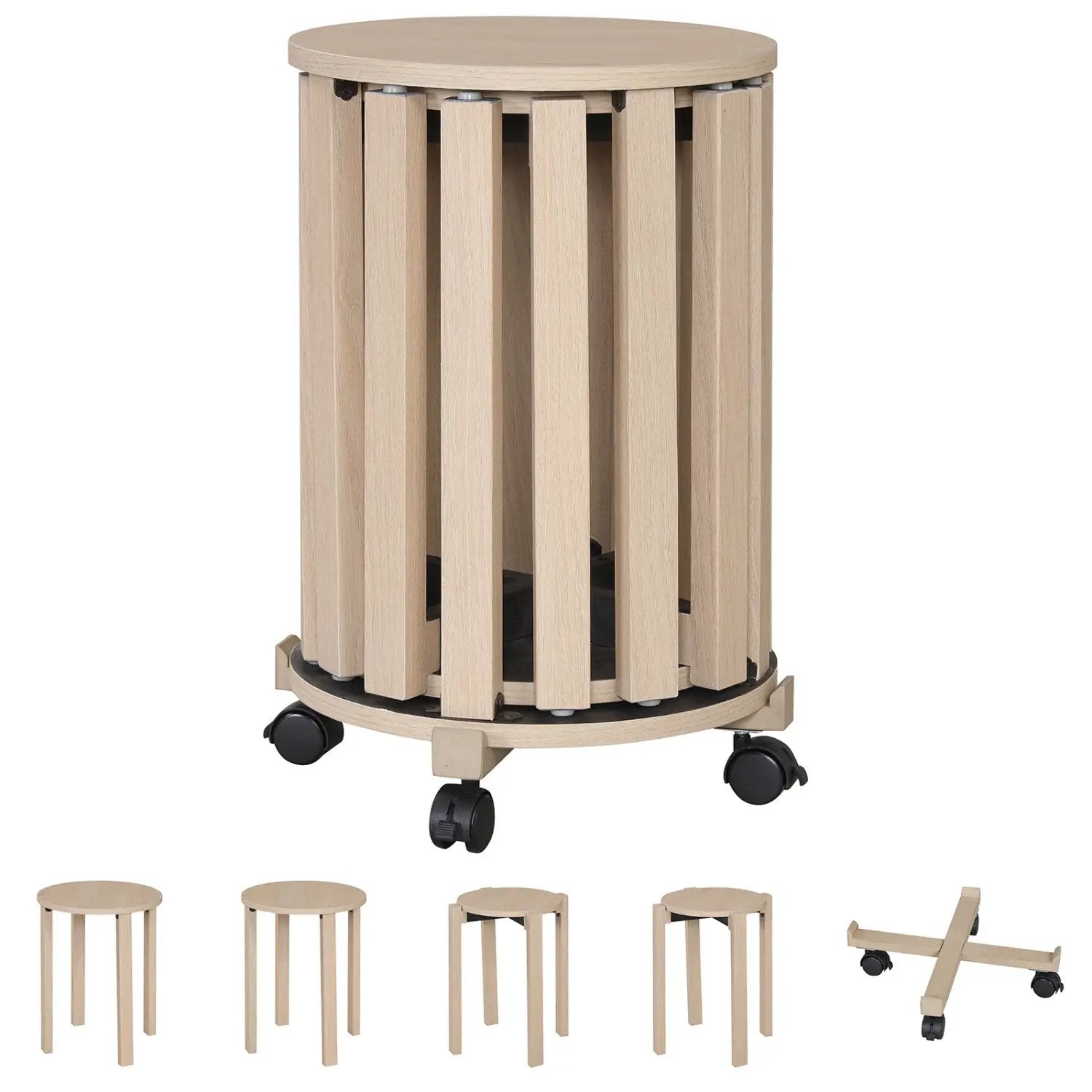Round Portable Wood Nesting Stools with Locking Casters by DirectDeals
