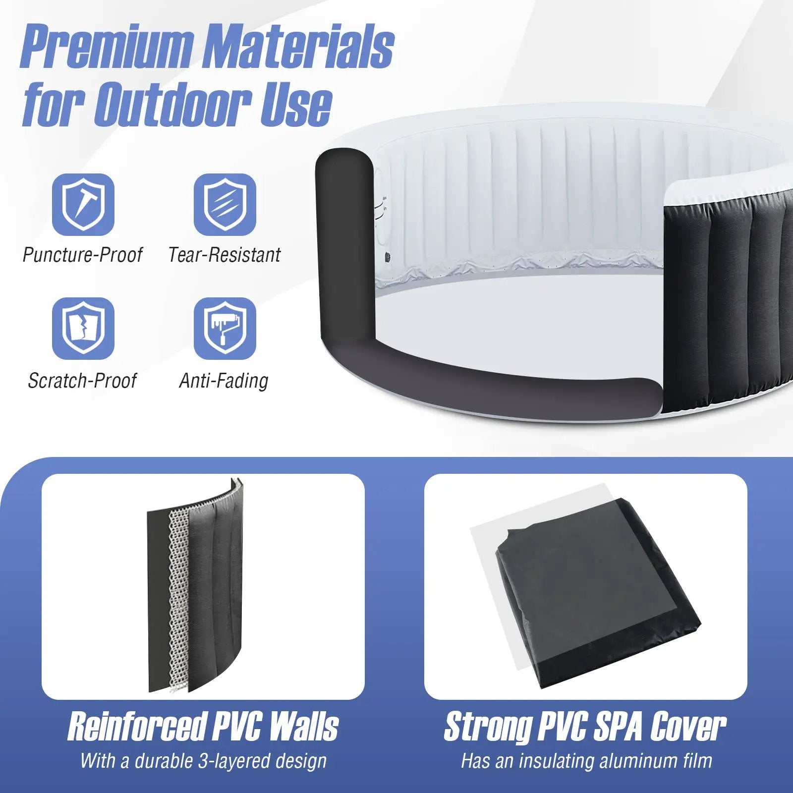 70/80 Inches Round SPA Pool Hottub with 110/130 Air Jets Electric Heater Pump by DirectDeals