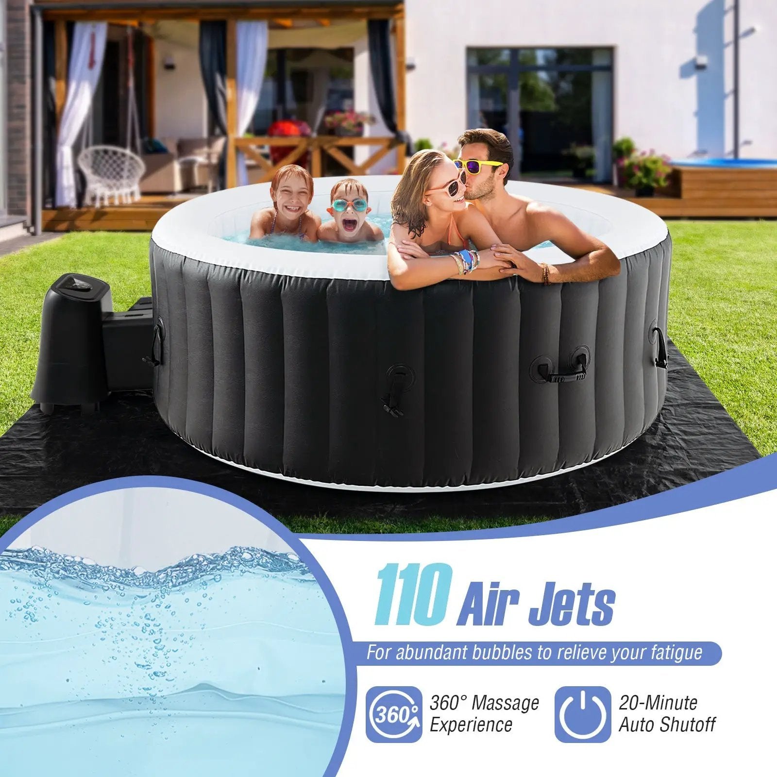 70/80 Inches Round SPA Pool Hottub with 110/130 Air Jets Electric Heater Pump by DirectDeals