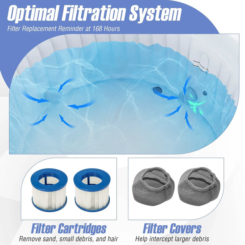 70/80 Inches Round SPA Pool Hottub with 110/130 Air Jets Electric Heater Pump by DirectDeals