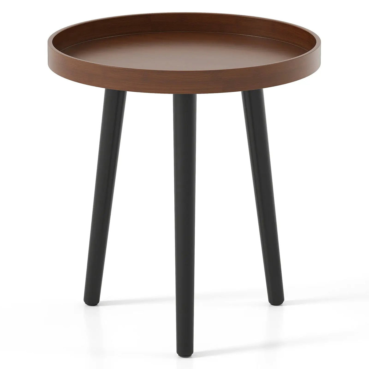 Mid Century Modern Round Side Sofa Coffee Table with Wooden Tray, photo 9 of 10