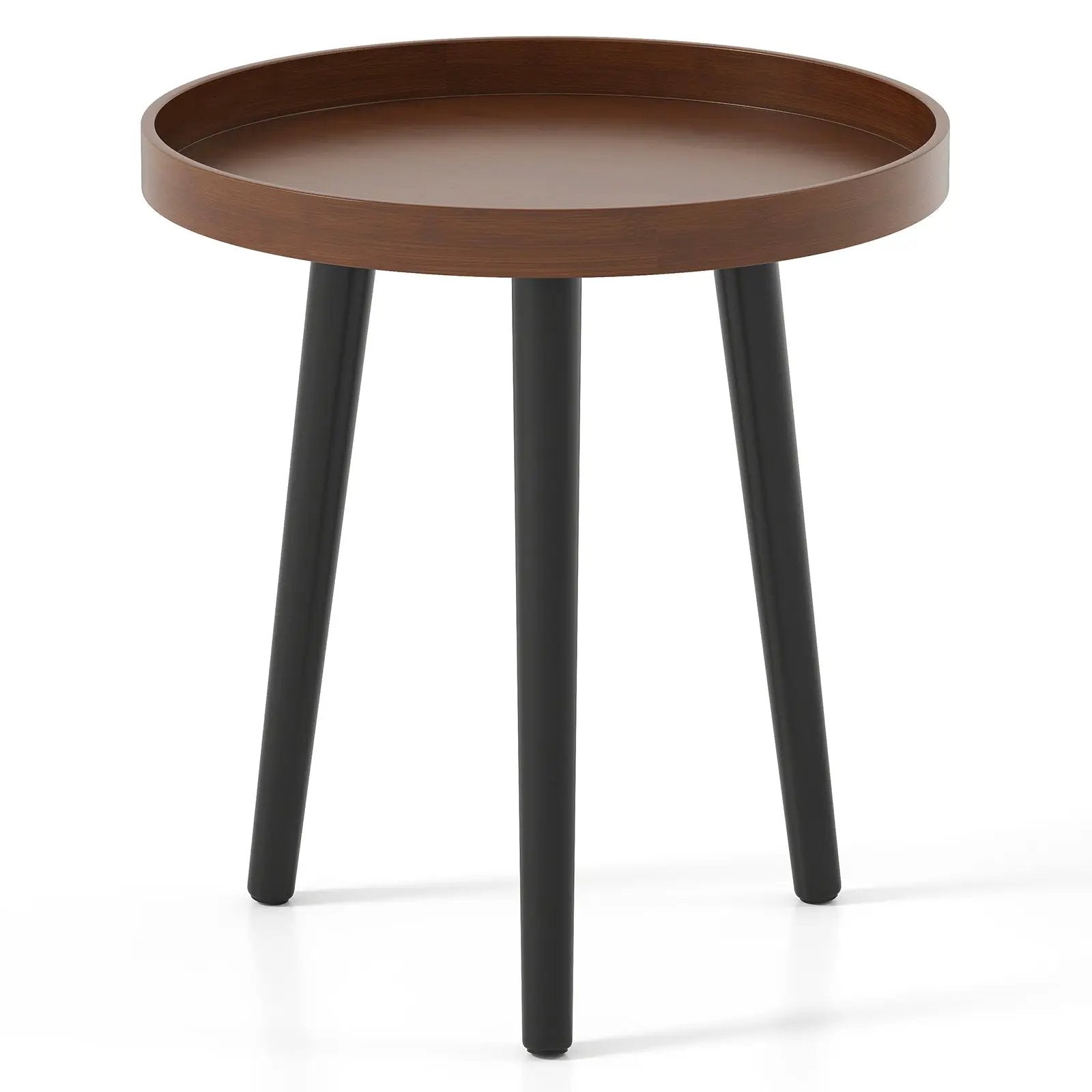 Mid Century Modern Round Side Sofa Coffee Table with Wooden Tray by DirectDeals
