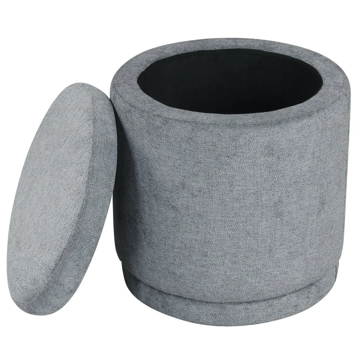 Round Storage Ottoman Foot Rest with Removable Lid and Acacia Wood Frame, photo 2 of 16