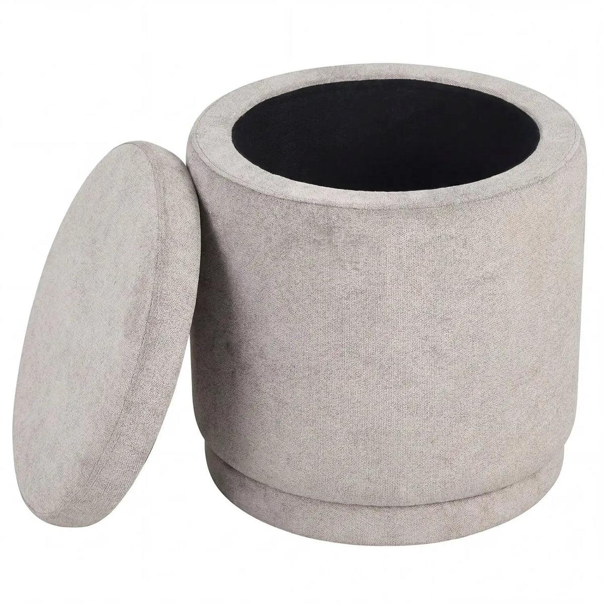 Round Storage Ottoman Foot Rest with Removable Lid and Acacia Wood Frame, photo 4 of 16