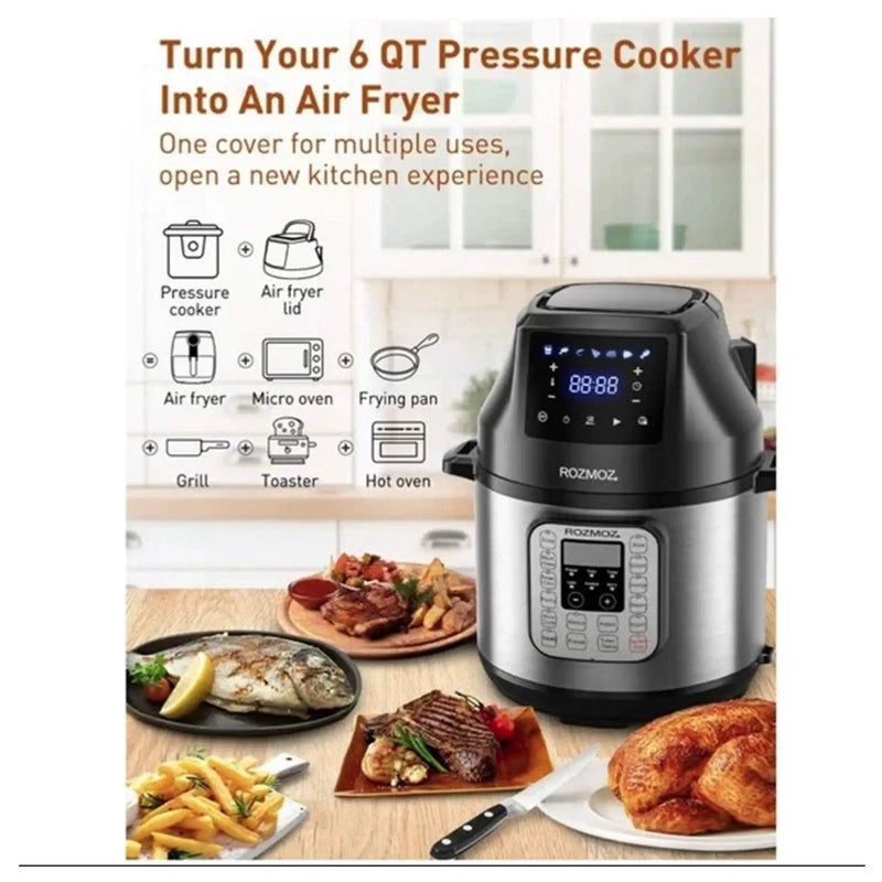 Rozmoz roaster pressure cooker air fryer instant pot lid black 6 Qt by Selzalot