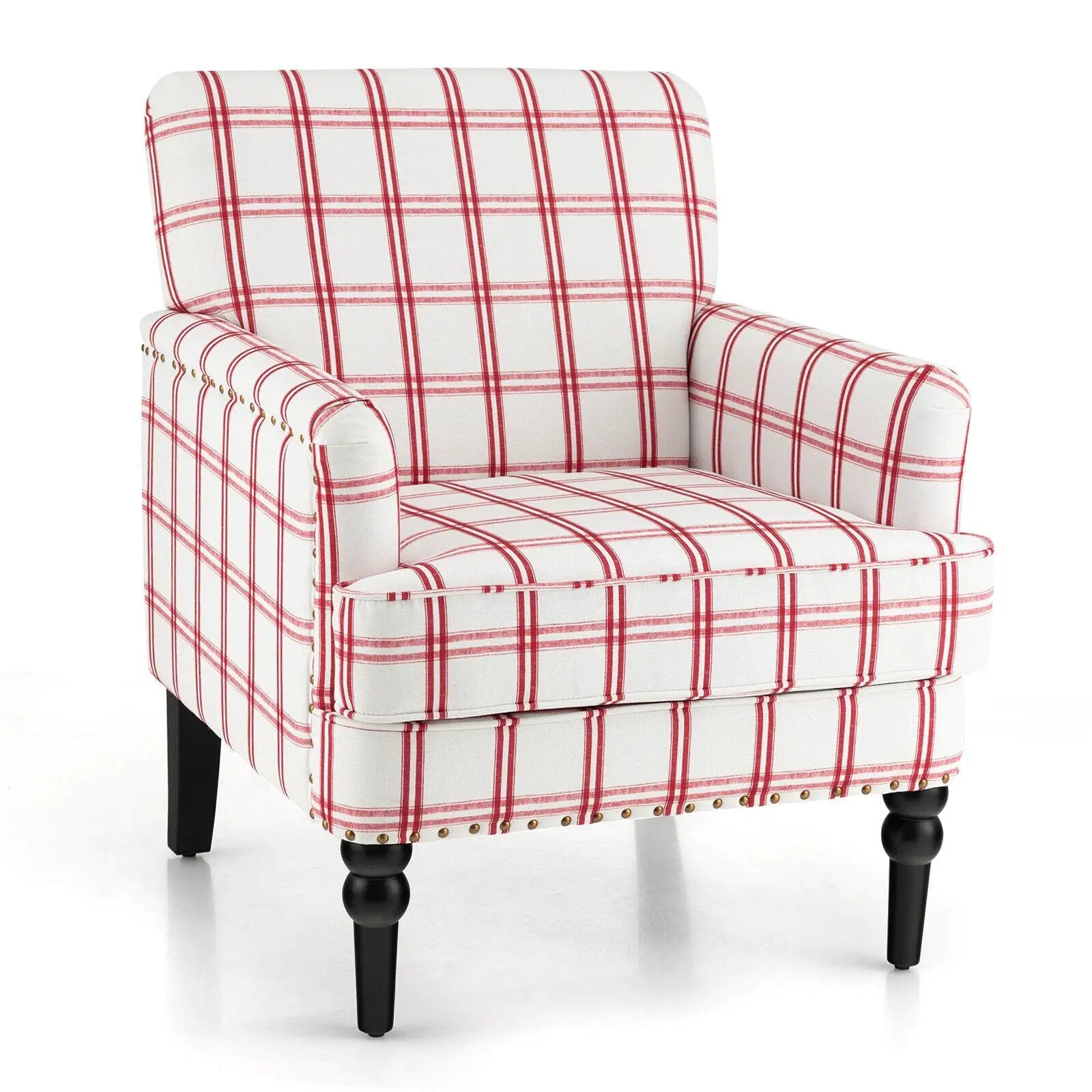 Modern Upholstered Padded Accent Chair with Rubber Wood Legs by DirectDeals