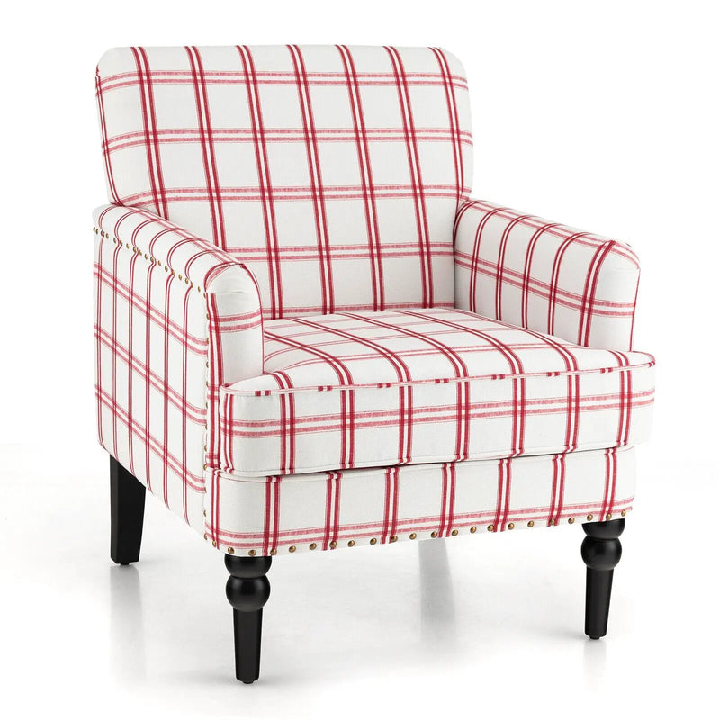 Modern Upholstered Padded Accent Chair with Rubber Wood Legs by DirectDeals