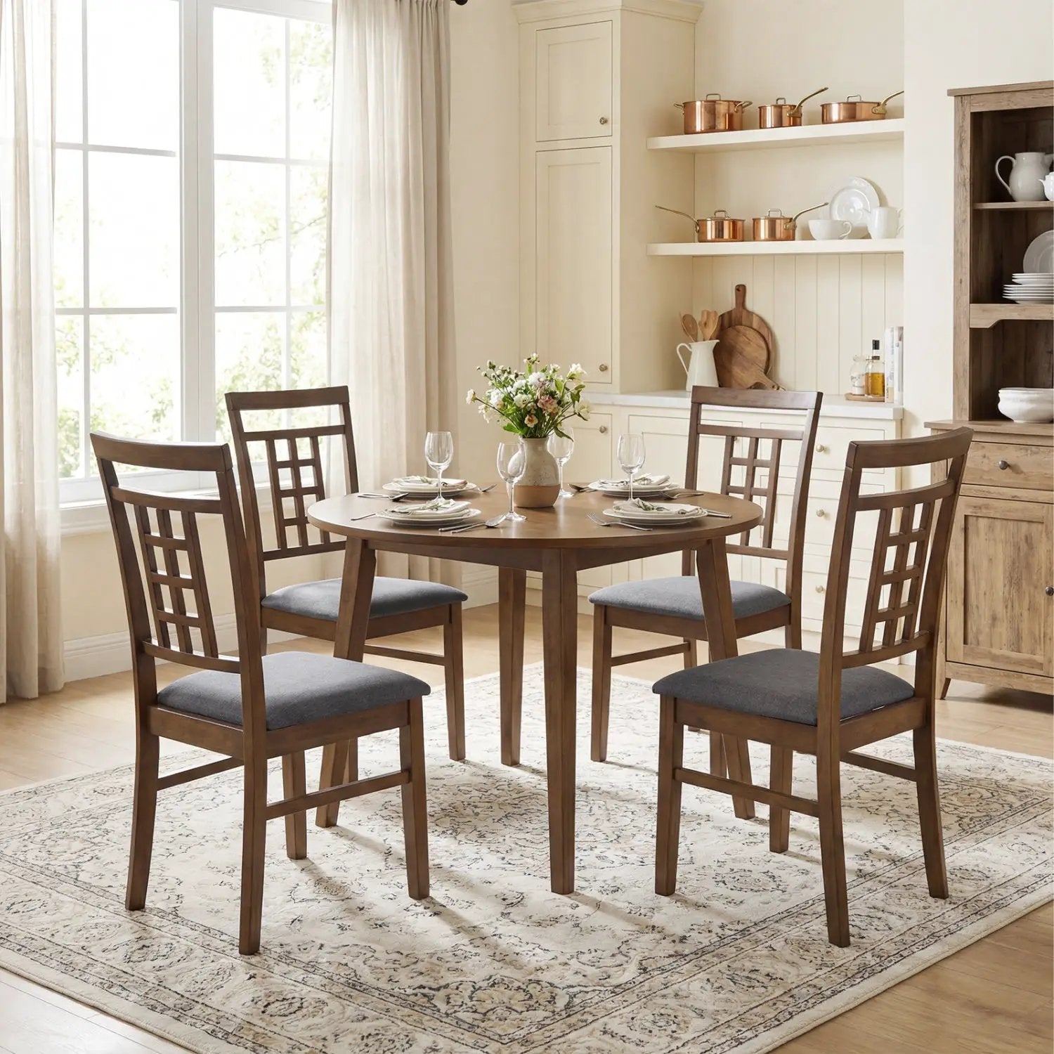 Rubber Wood Dining Chairs Set of 2 with Lattice Back by DirectDeals