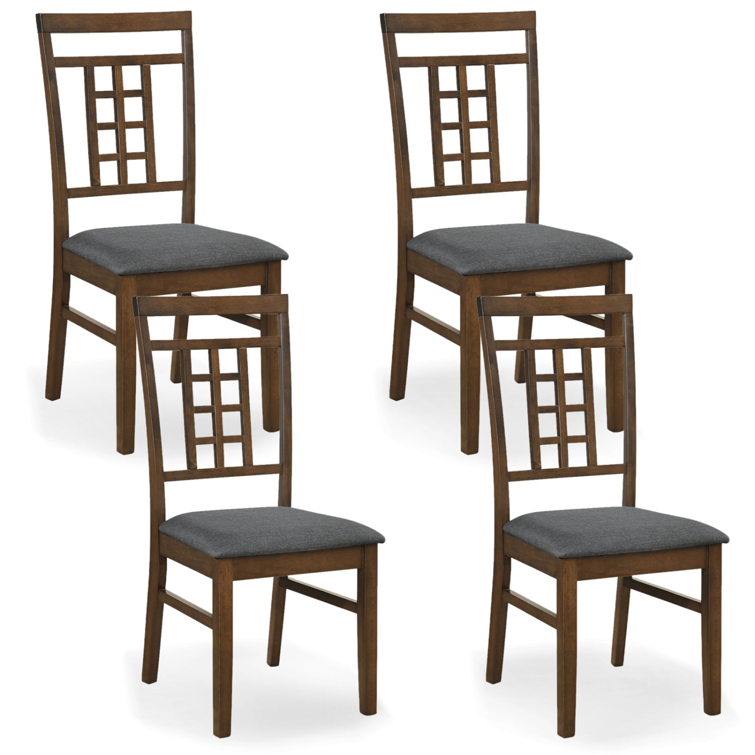 Rubber Wood Dining Chairs Set of 4 with Lattice Back by DirectDeals
