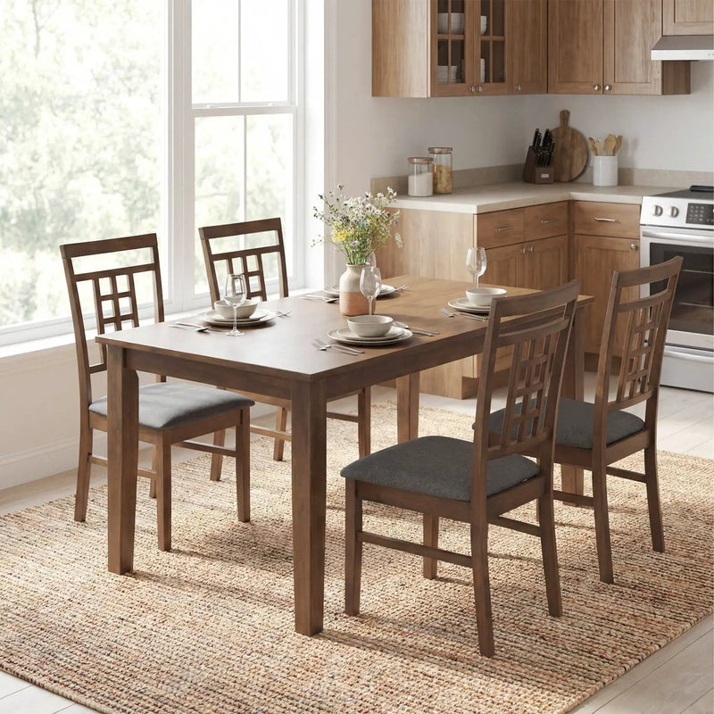 Rubber Wood Dining Chairs Set of 4 with Lattice Back by DirectDeals