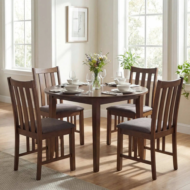 Rubber Wood Dining Chairs Side Chairs Set of 2 with Slat Back by DirectDeals