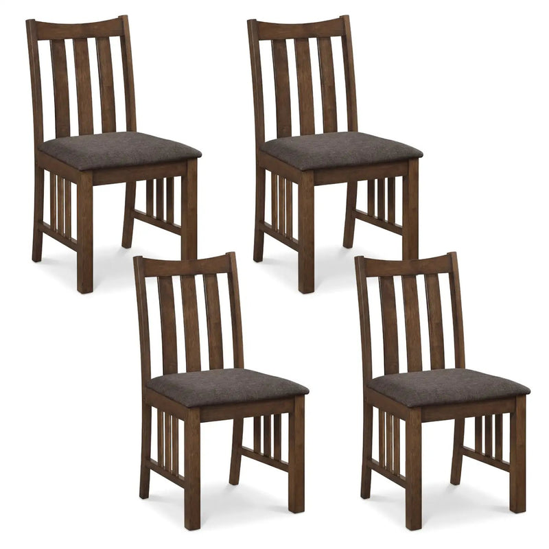 Rubber Wood Dining Chairs Side Chairs Set of 4 with Slat Back by DirectDeals