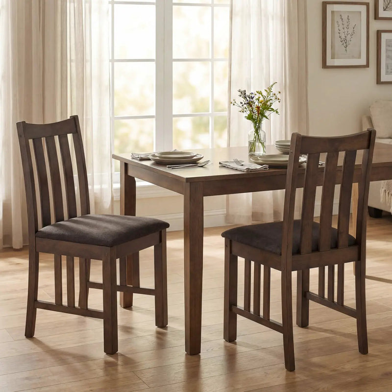 Rubber Wood Dining Chairs Side Chairs Set of 4 with Slat Back by DirectDeals