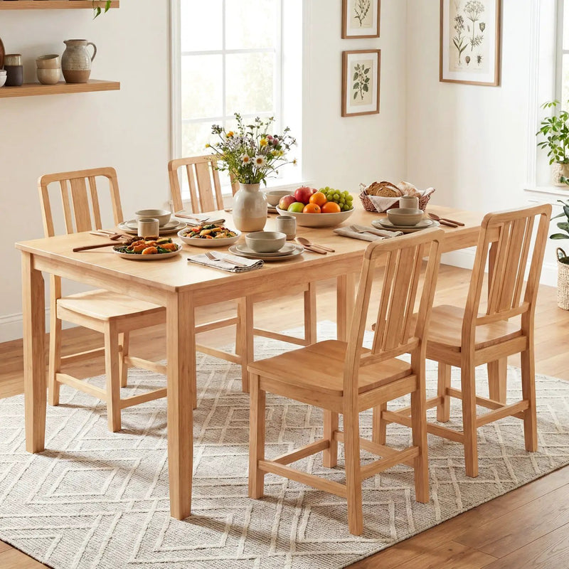 Rubber Wood Dining Chairs Set of 2 with Hollowed Backrest by DirectDeals