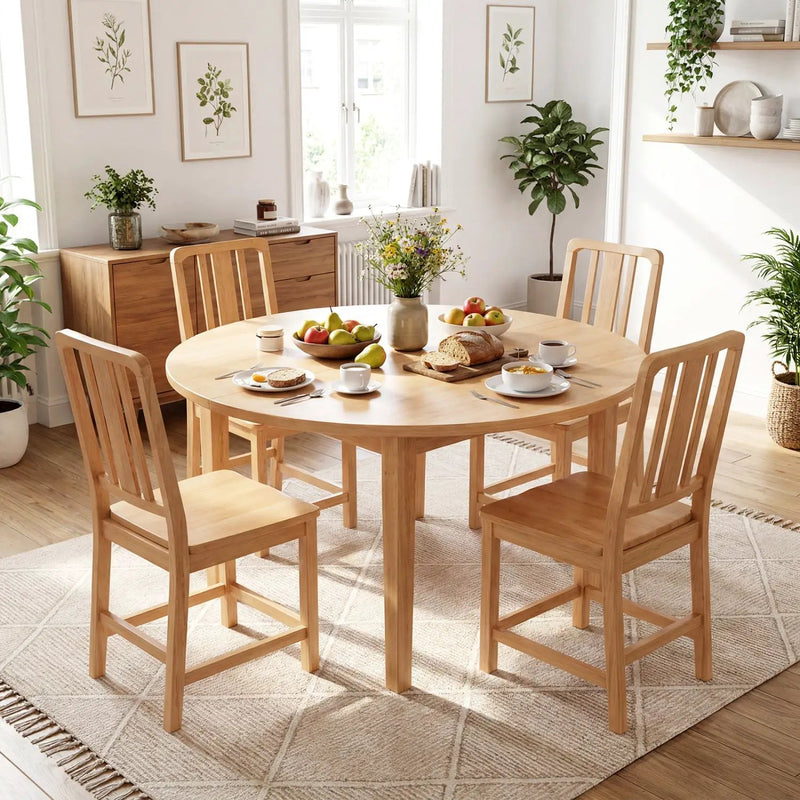 Rubber Wood Dining Chairs Set of 2 with Hollowed Backrest by DirectDeals