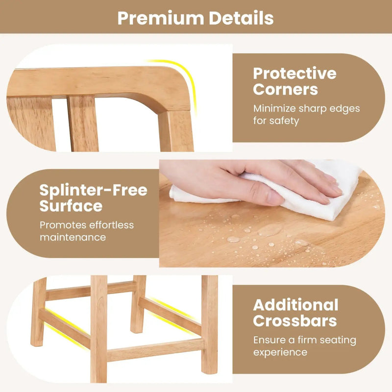 Rubber Wood Dining Chairs Set of 2 with Hollowed Backrest by DirectDeals