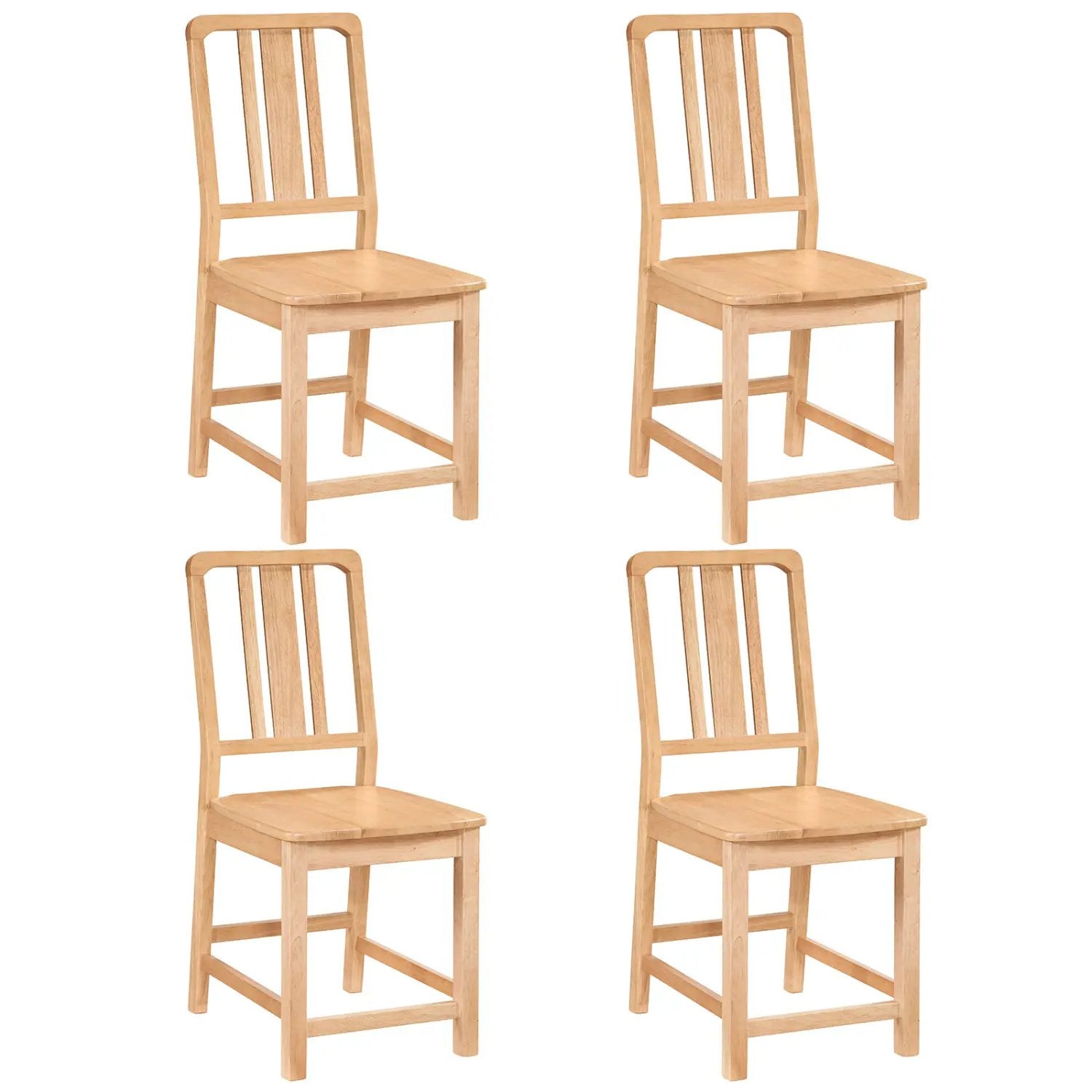 Rubber Wood Dining Chairs Set of 4 with Hollowed Backrest by DirectDeals