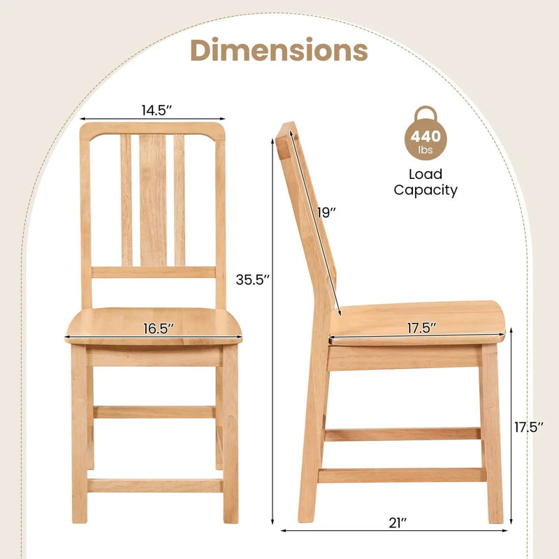 Rubber Wood Dining Chairs Set of 4 with Hollowed Backrest by DirectDeals