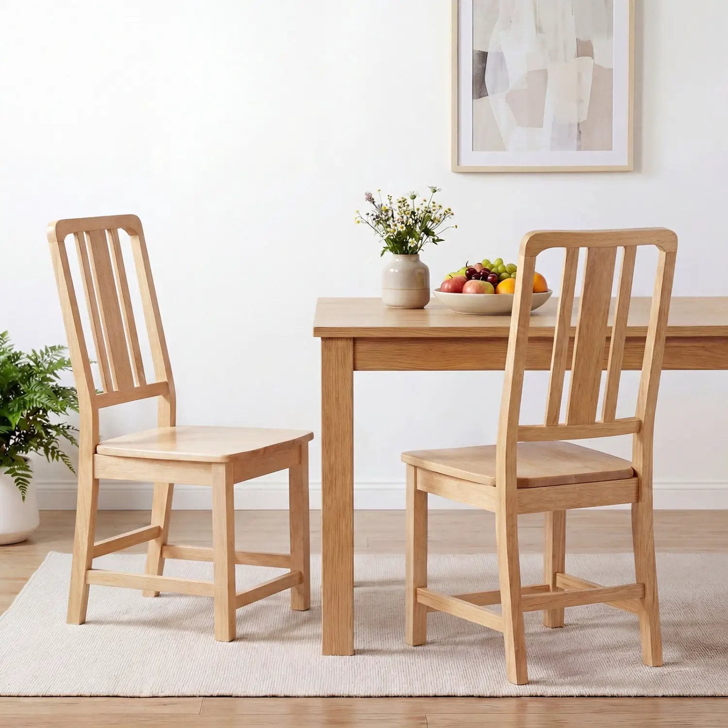 Rubber Wood Dining Chairs Set of 4 with Hollowed Backrest by DirectDeals