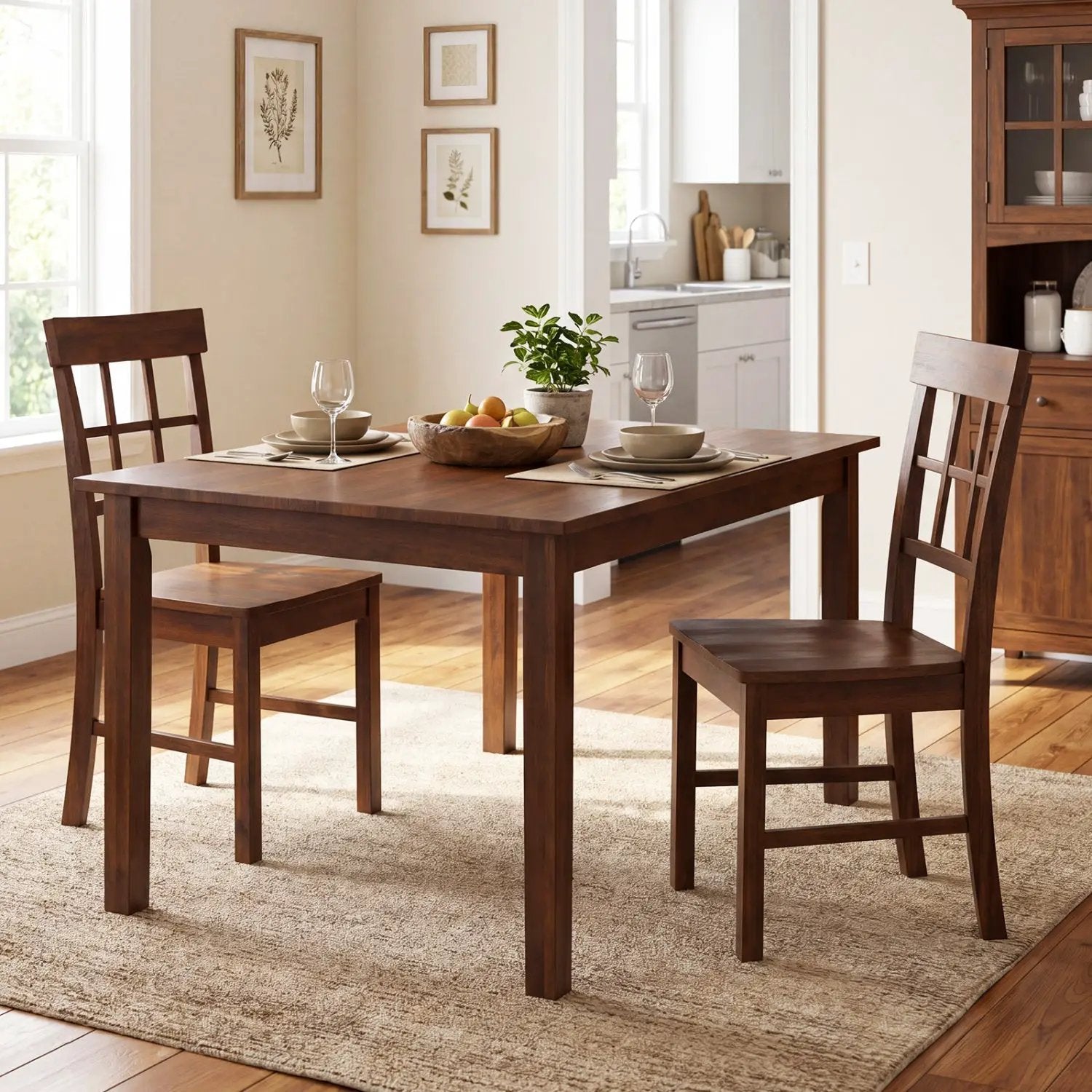 Rubber Wood Dining Chairs Set of 2 with High Backrests by DirectDeals