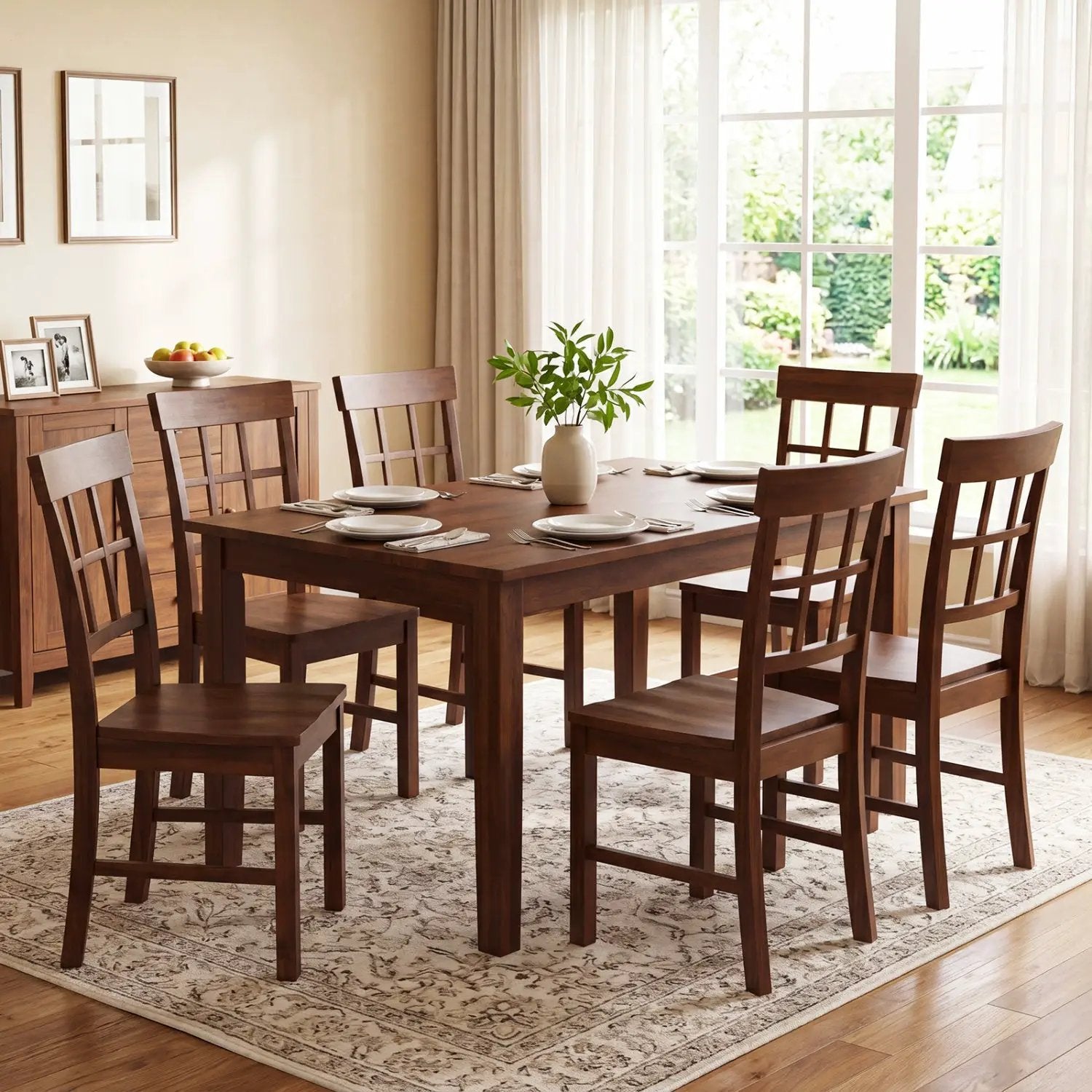 Rubber Wood Dining Chairs Set of 2 with High Backrests by DirectDeals