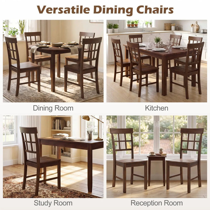 Rubber Wood Dining Chairs Set of 2 with High Backrests by DirectDeals