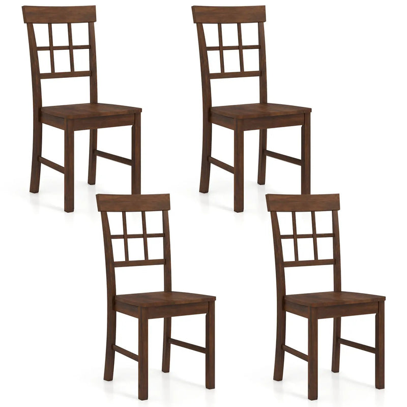 Rubber Wood Dining Chairs Set of 4 with High Backrests by DirectDeals