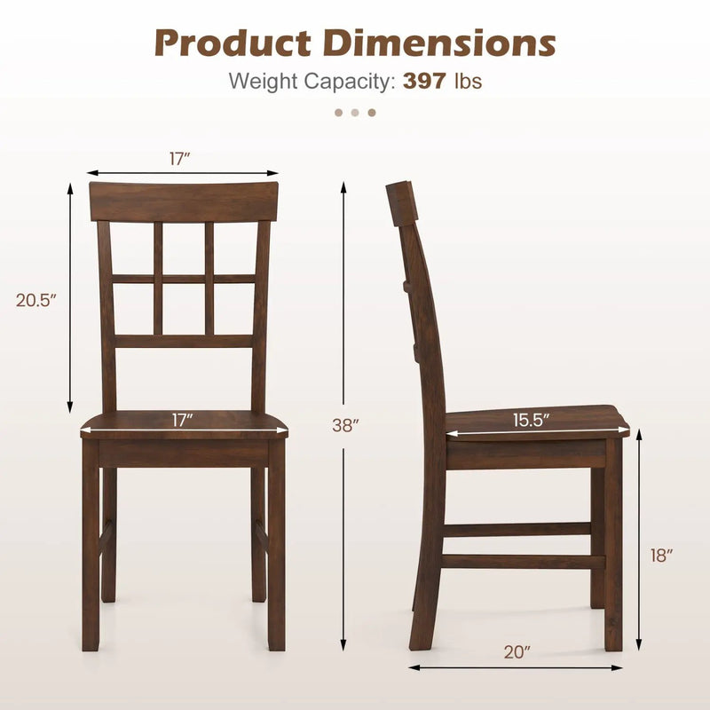 Rubber Wood Dining Chairs Set of 4 with High Backrests by DirectDeals