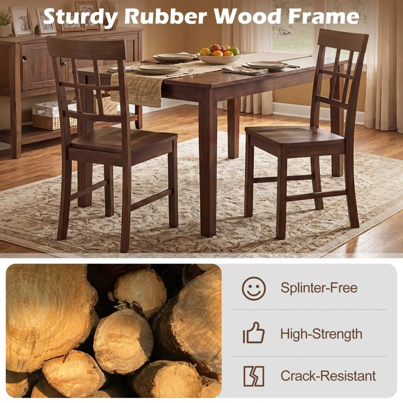 Rubber Wood Dining Chairs Set of 4 with High Backrests by DirectDeals