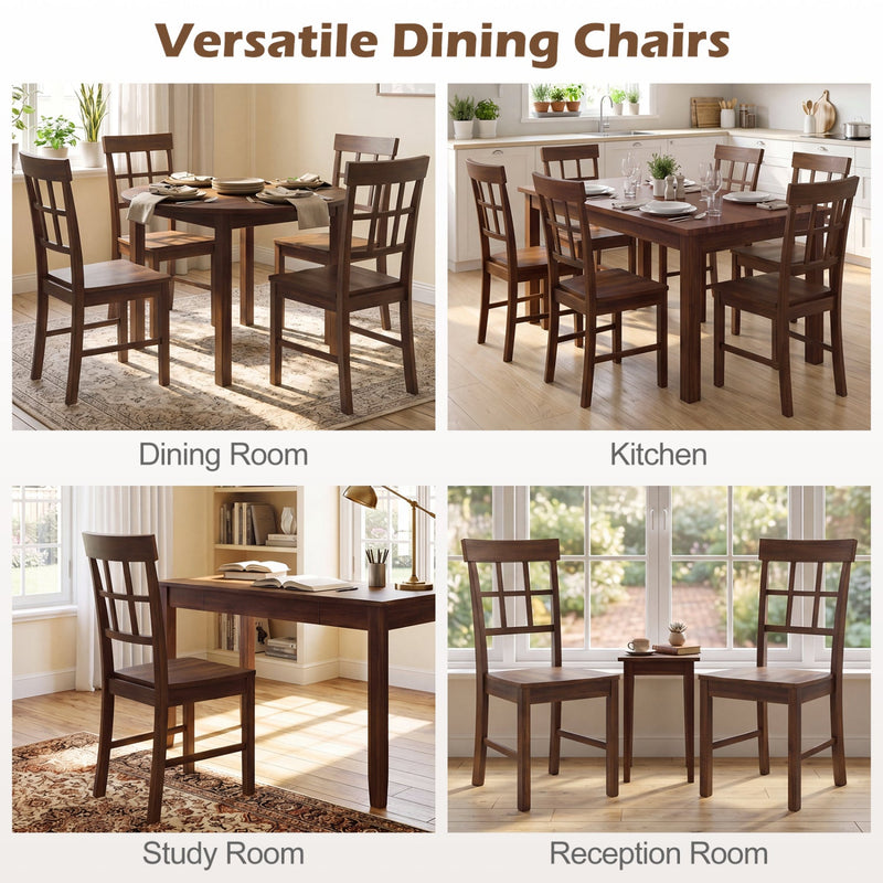 Rubber Wood Dining Chairs Set of 4 with High Backrests by DirectDeals