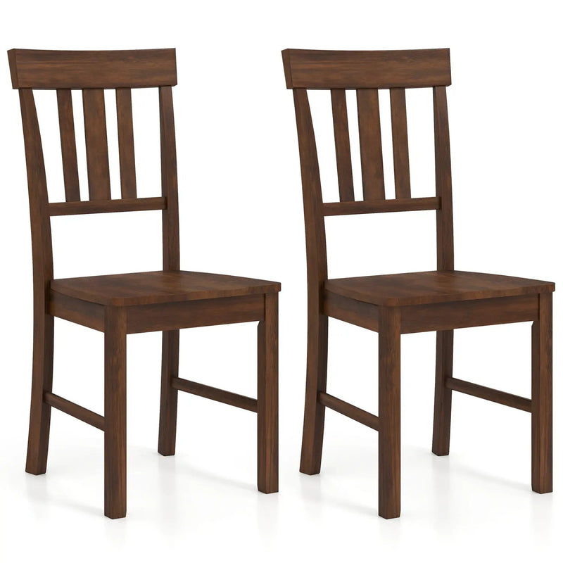Rubber Wood Dining Chairs Set of 2 with High Slat Backrests by DirectDeals