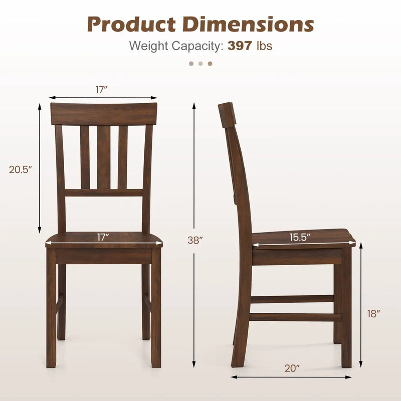 Rubber Wood Dining Chairs Set of 2 with High Slat Backrests by DirectDeals