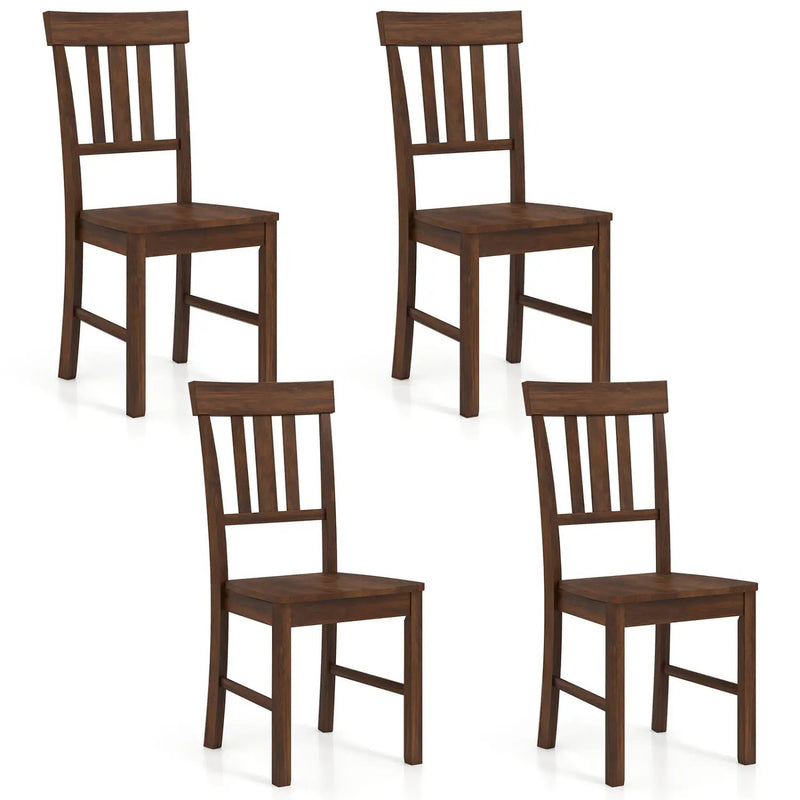 Rubber Wood Dining Chairs Set of 4 with High Slat Backrests by DirectDeals