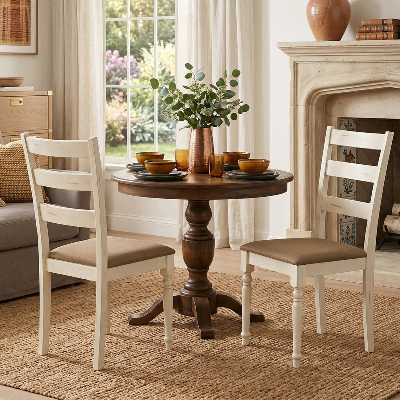 Dining Chairs Set of 2 with Padded Linen Seat by DirectDeals